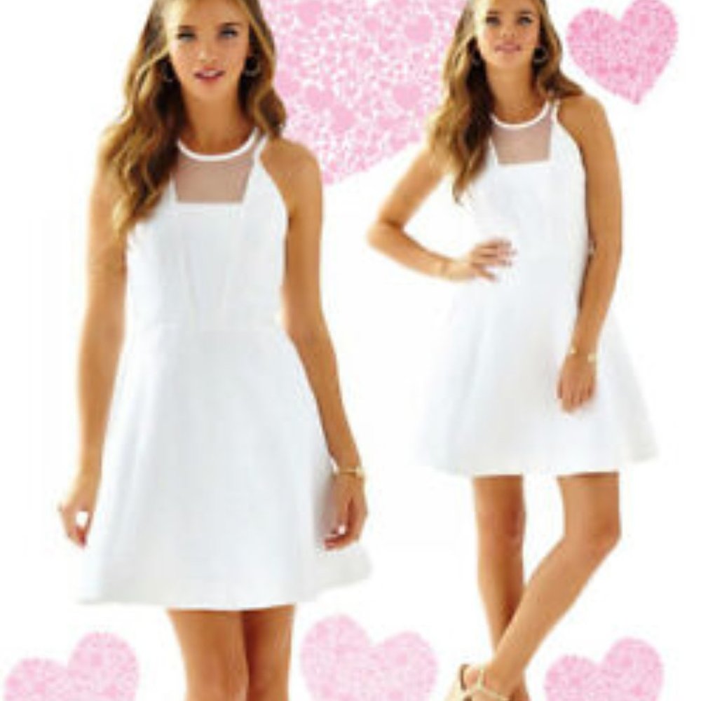 Lilly Pulitzer Elsie Resort White Floral Pique Jacquard Party Dress